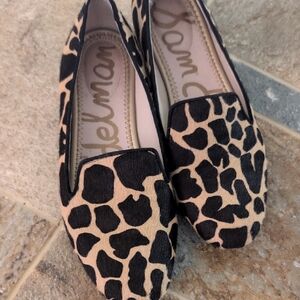 Sam Edelman Black and Tan Animal Print Loafers
